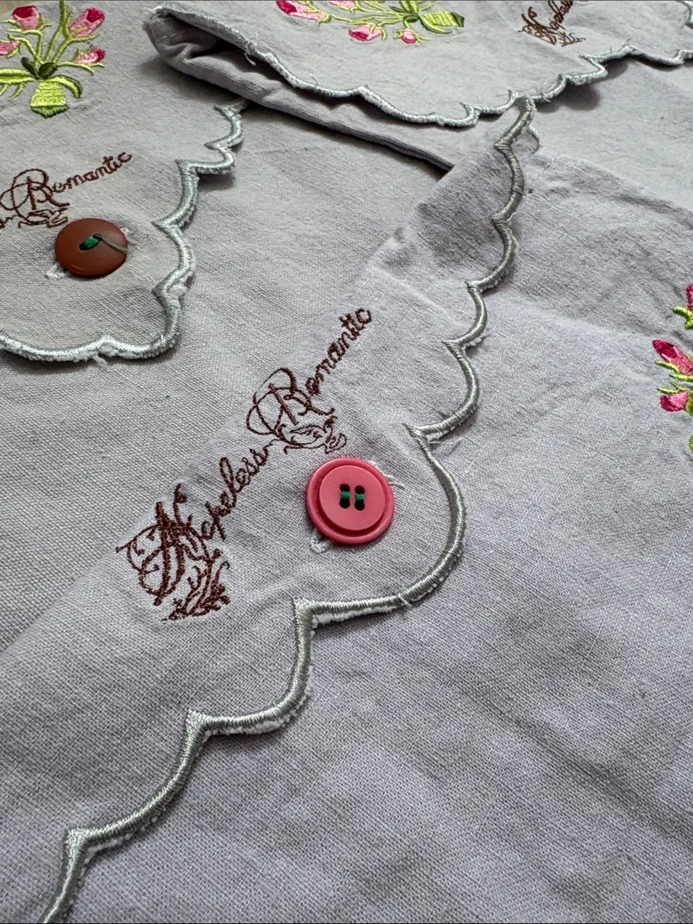 VTG Hopeless Romantic Embroidered Travel Pouch & Lingerie Bag Set 4pc